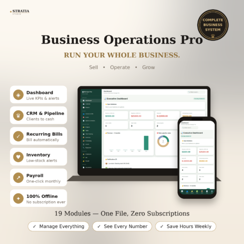 Business Operations Manager Pro — CRM, Projects, Payroll & Inventory System
