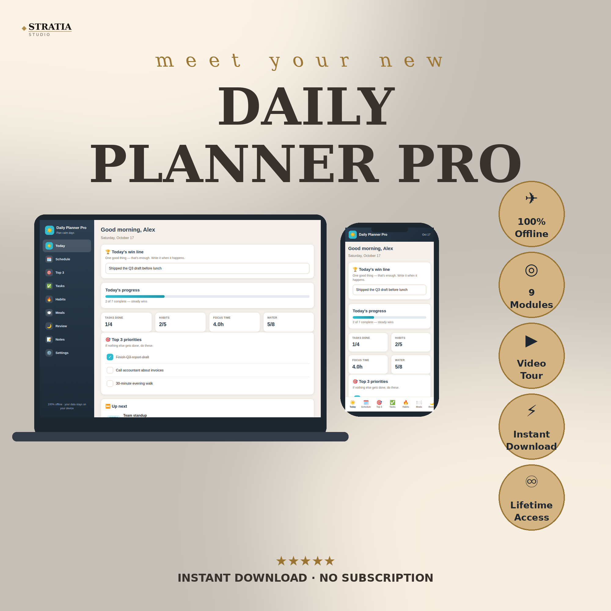 Daily Planner Pro — ADHD-Friendly Daily Planner App: Time Blocking, Habits & Top 3 Priorities
