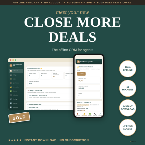 Real Estate Agent Pro — Offline Realtor CRM & Business Planner