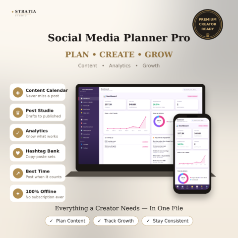 Social Media Planner Pro — Content Calendar, Analytics & Growth Tracker