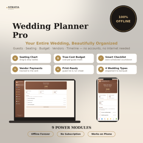 Wedding Planner Pro — Offline Wedding Planning App: Seating Chart, Guest List, Budget Tracker