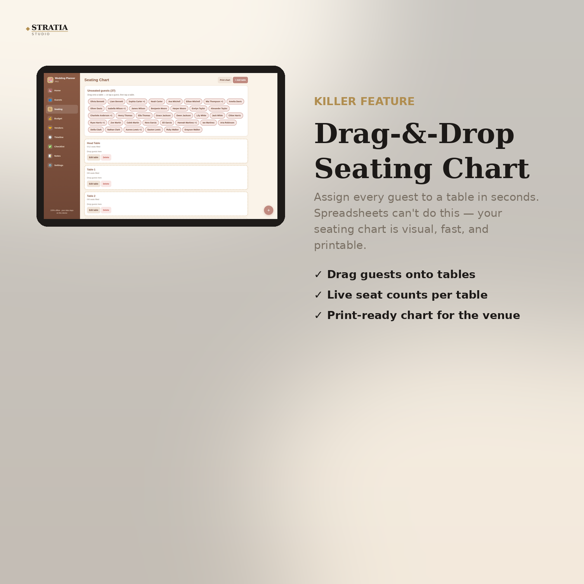 Wedding Planner Pro — Offline Wedding Planning App: Seating Chart, Guest List, Budget Tracker - Image 3