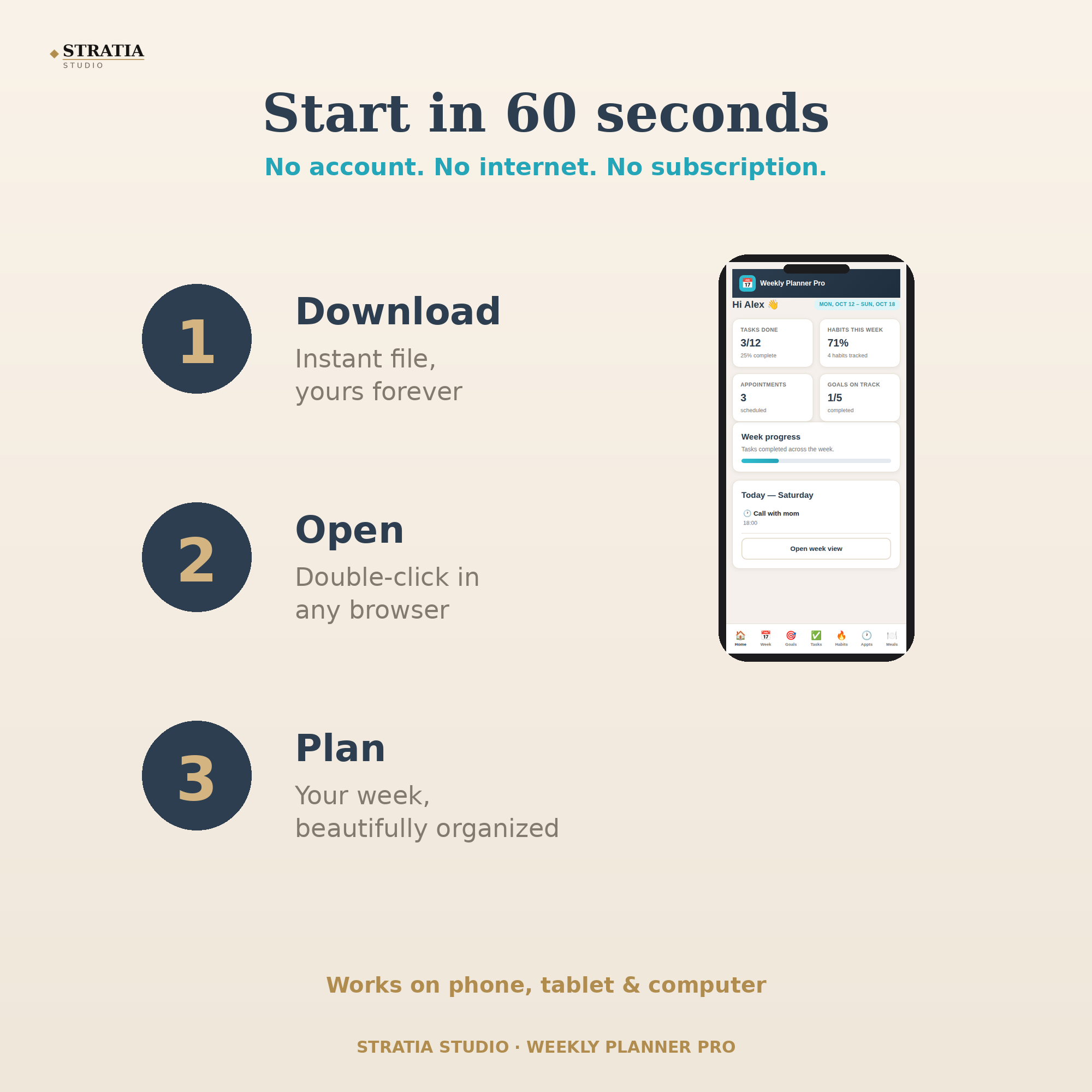 Weekly Planner Pro: Week-at-a-Glance Digital Planner + Meal Planner | Phone-First, 100% Offline - Image 7