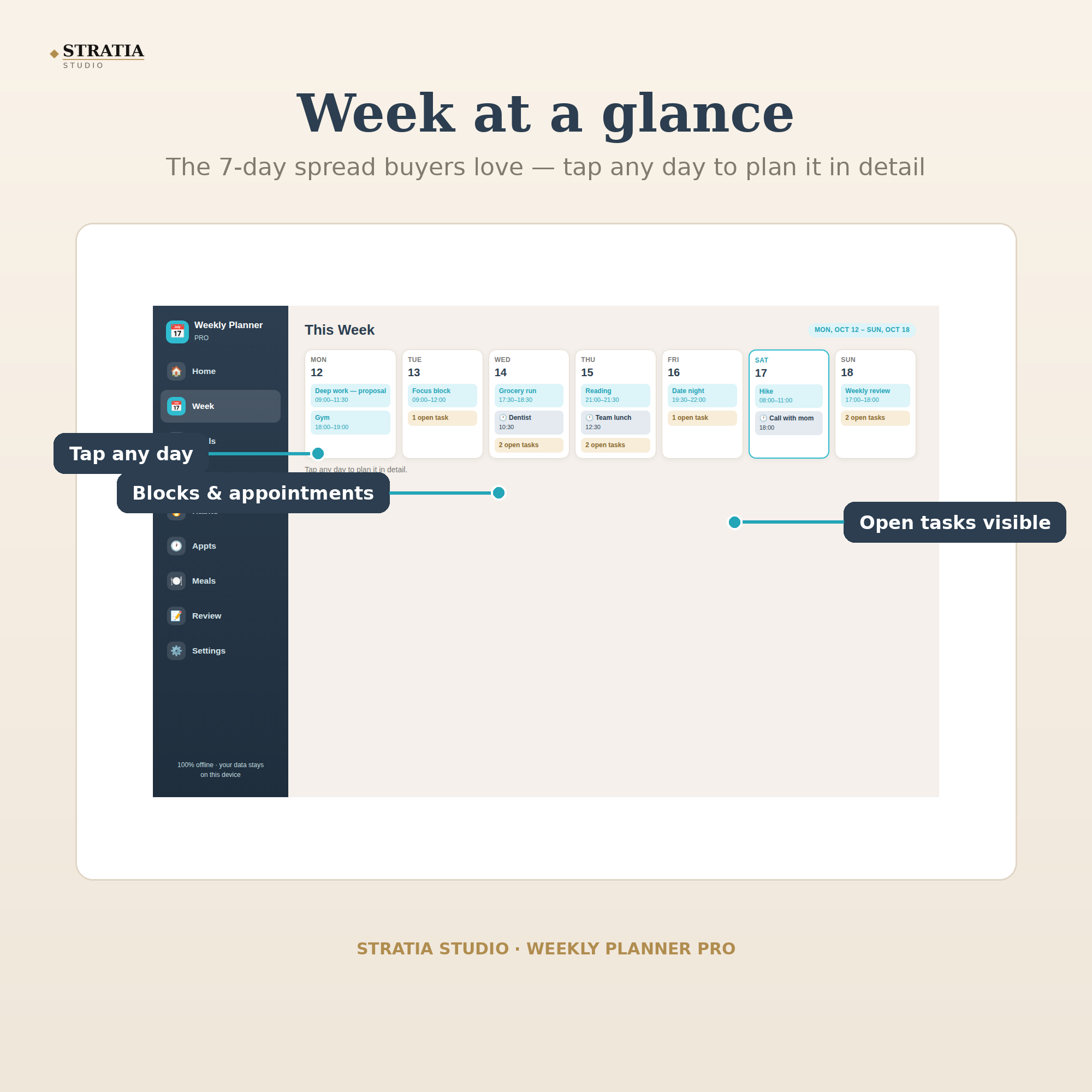 Weekly Planner Pro: Week-at-a-Glance Digital Planner + Meal Planner | Phone-First, 100% Offline - Image 3
